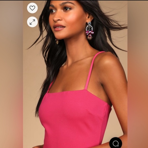 Lulu's NWT Pink Midi Pencil Dress with Slit - Cocktail, Party, Bridesmaid - Picture 3 of 7